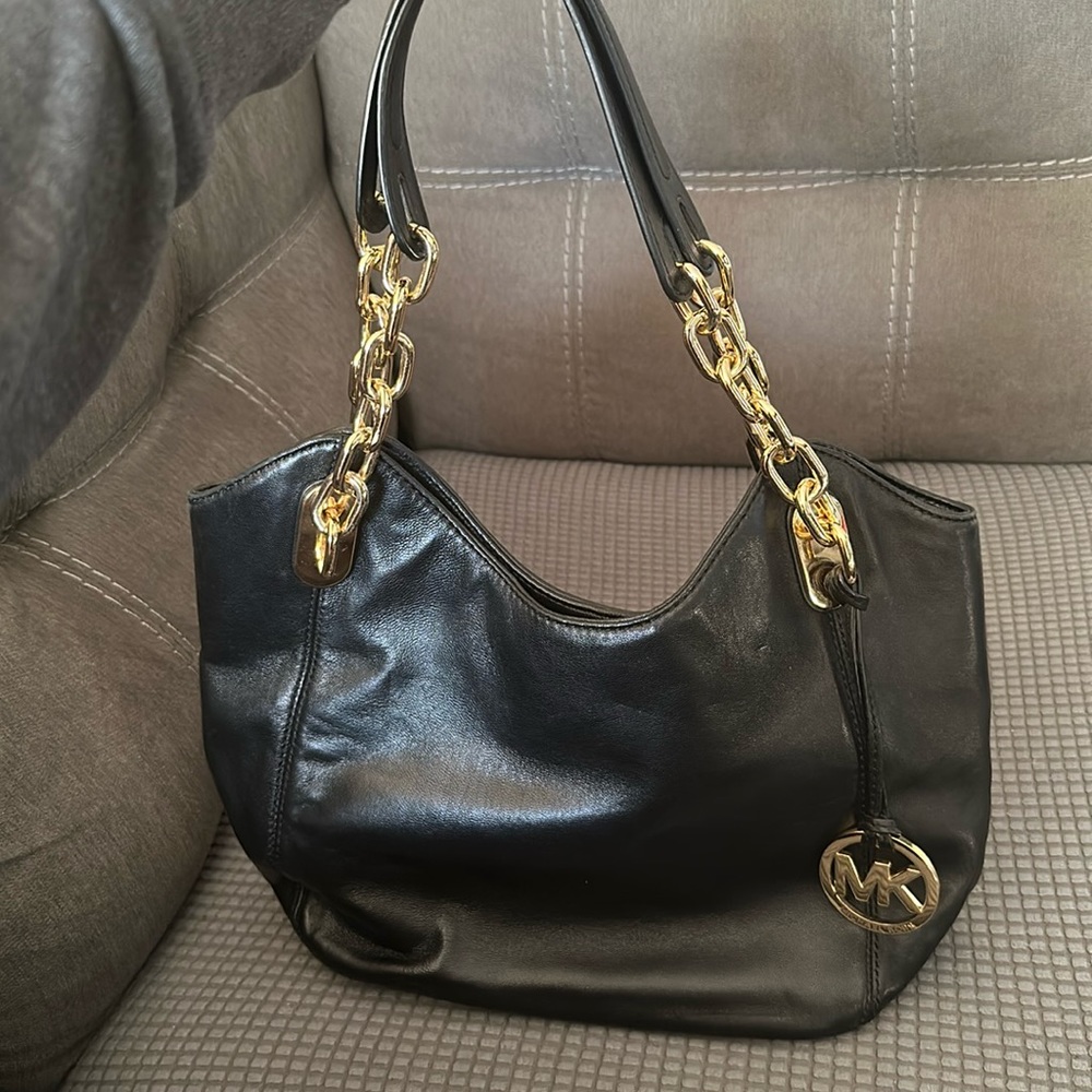 Michael Kors Black Lamb Soft Shoulder Bag Purse